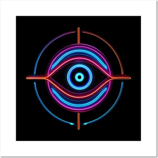 Glowing Neon Evil Eye Sign Posters and Art